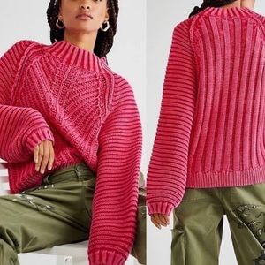 Free people sweetheart sweater small candy blossom pink cotton